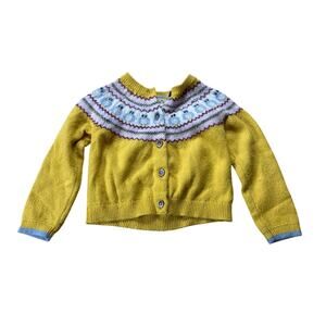 Mini Boden 12-18M Girl Yellow Knit Button-Up
